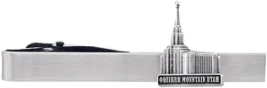 Silver Tie Clip by Ringmasters | LDS Temple Tie Clips for Men with Antique Silver Finish | Suit Accessories for Weddings, Church, & Formal Events | Versatile Tie Pin, (Oquirrh Mountain Utah)