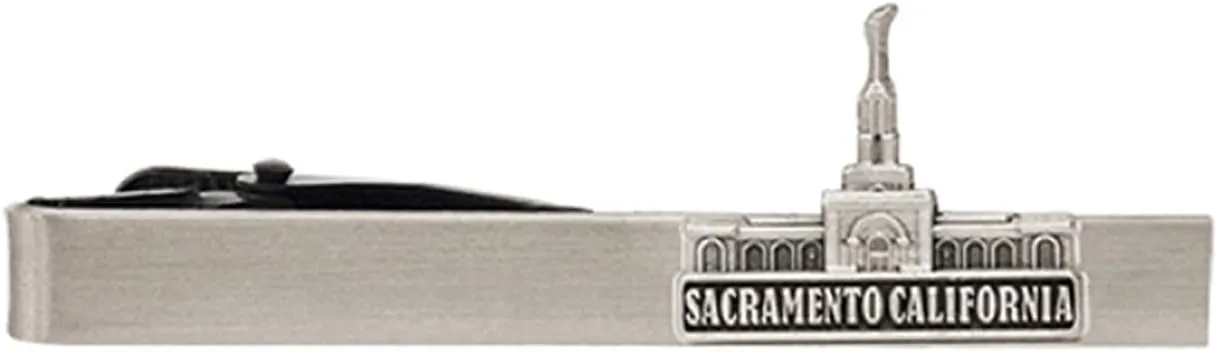 Silver Tie Clip by Ringmasters | LDS Temple Tie Clips for Men with Antique Silver Finish | Suit Accessories for Weddings, Church, & Formal Events | Versatile Tie Pin, (Sacramento California)