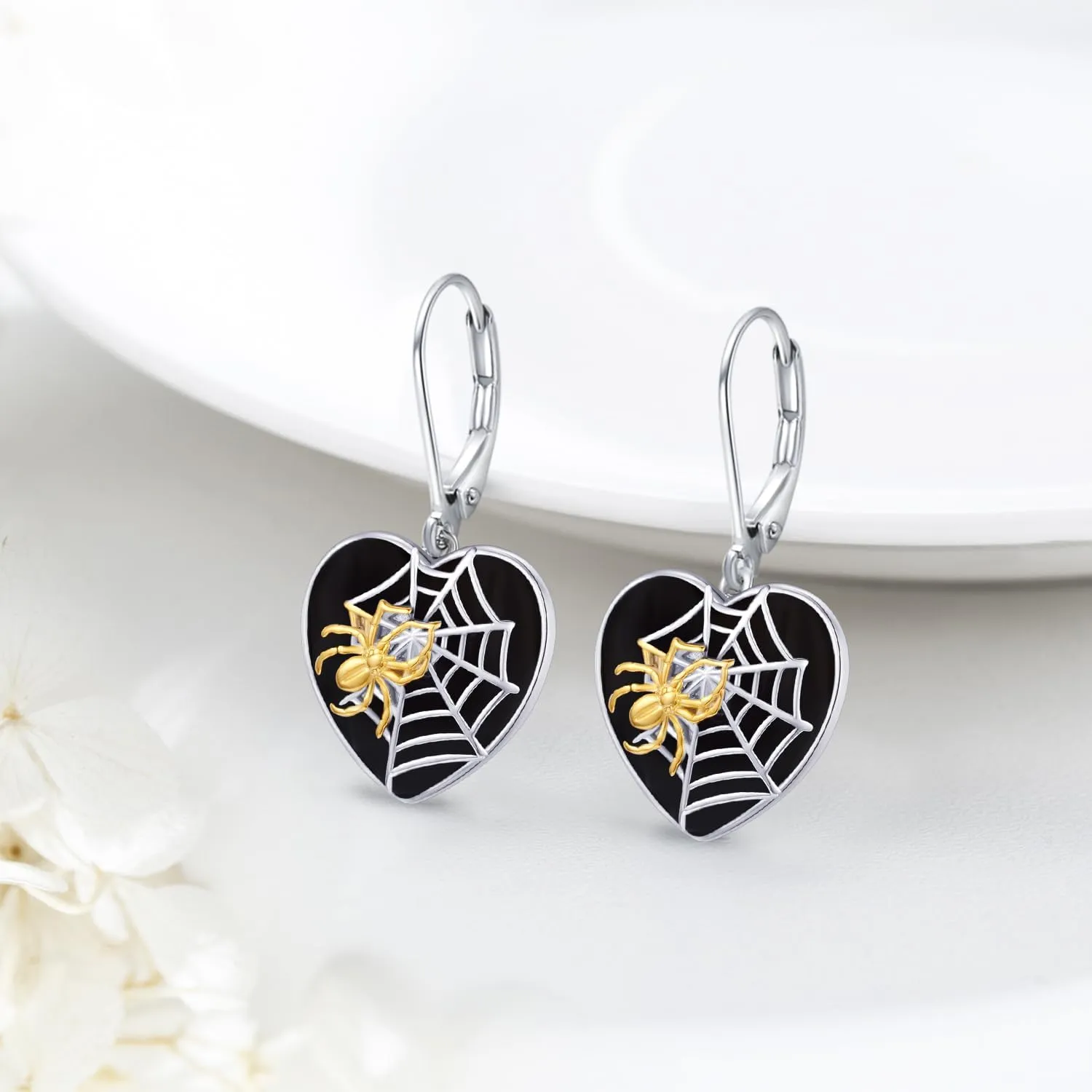 Skull/Pumpkin/Skeleton Hand/Ghost/Spider Earrings 925 Sterling Silver Halloween Heart Dangle Drop Leverback Earrings Gothic Punk Jewelry Gifts Halloween for Women