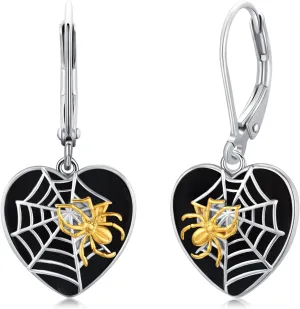 Skull/Pumpkin/Skeleton Hand/Ghost/Spider Earrings 925 Sterling Silver Halloween Heart Dangle Drop Leverback Earrings Gothic Punk Jewelry Gifts Halloween for Women