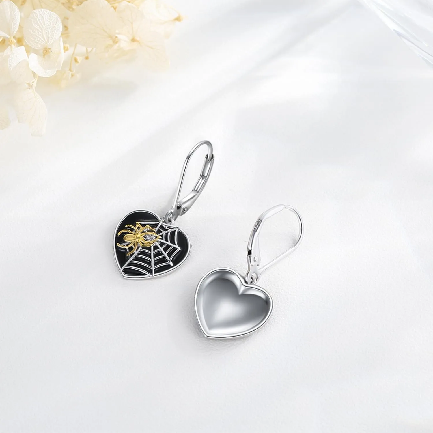 Skull/Pumpkin/Skeleton Hand/Ghost/Spider Earrings 925 Sterling Silver Halloween Heart Dangle Drop Leverback Earrings Gothic Punk Jewelry Gifts Halloween for Women
