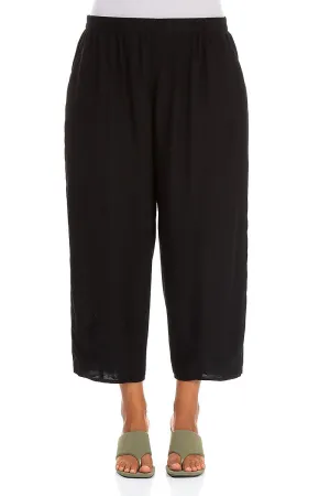 Slight Taper Black Silk Bamboo Trousers