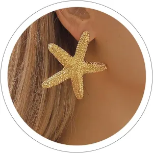 Sora Tuki Gold Starfish Earrings Stud Silver Starfish Necklace for Women Gold Beachy Earrings Beach Necklace Summer Jewelry