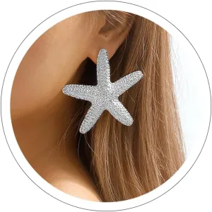 Sora Tuki Gold Starfish Earrings Stud Silver Starfish Necklace for Women Gold Beachy Earrings Beach Necklace Summer Jewelry
