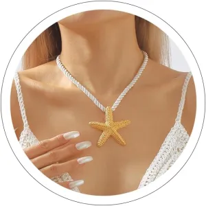 Sora Tuki Gold Starfish Earrings Stud Silver Starfish Necklace for Women Gold Beachy Earrings Beach Necklace Summer Jewelry