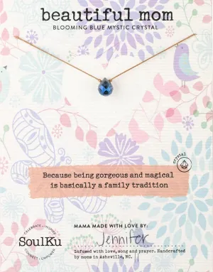 SOULKU Mystic Crystal Necklace - Mother's Day Gifts - Birthday Gift for Mom - Necklaces for Women with Nylon Cord and 18k Gold Plated Stainless Steel Lobster Clasp