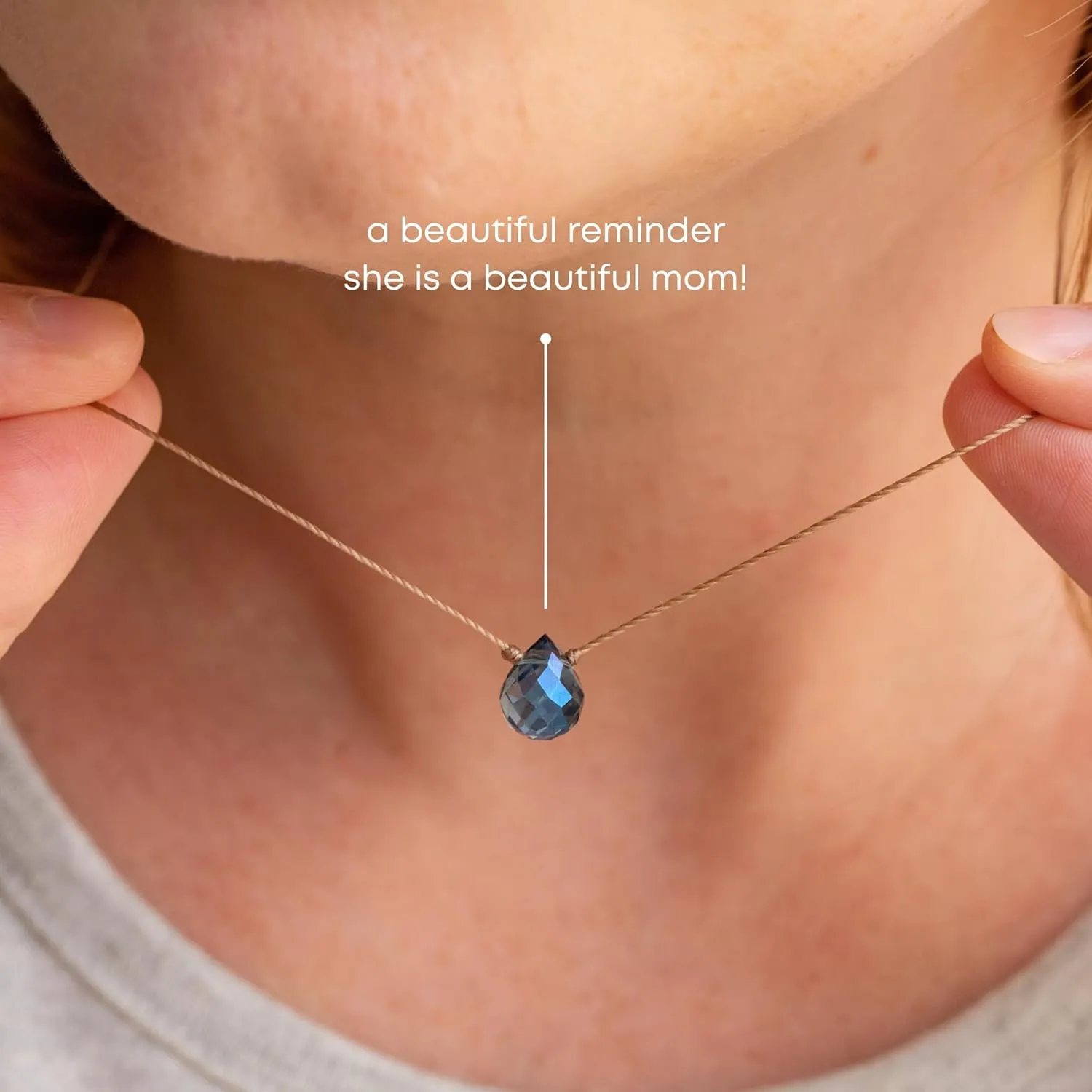 SOULKU Mystic Crystal Necklace - Mother's Day Gifts - Birthday Gift for Mom - Necklaces for Women with Nylon Cord and 18k Gold Plated Stainless Steel Lobster Clasp