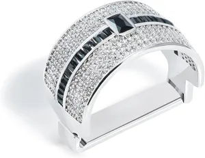 Sparkling Crystal Men's Neck Tie Ring Tie Clasp Necktie Clips Holder Tie Accessories with Box for Wedding Jewelry Gift