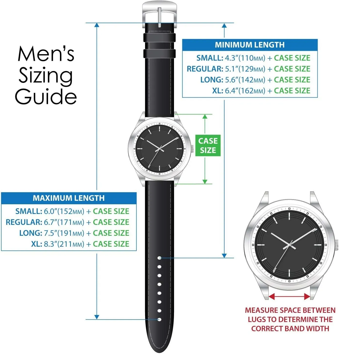 Speidel Leather Lizard Grain Watch Band 15mm-22mm-Black and Brown Replacement Strap, Stainless Steel Metal Buckle Clasp, Watchband Fits Most Watch Brands