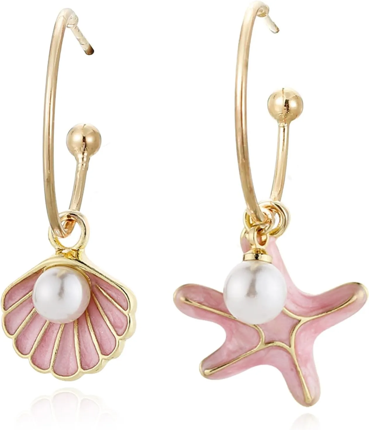 Starfish Earrings for Women Blue Pink Shell Pearl Earrings Beachy Summer Jewelry Outfits for Women Beach Fashion Vacation Essentials