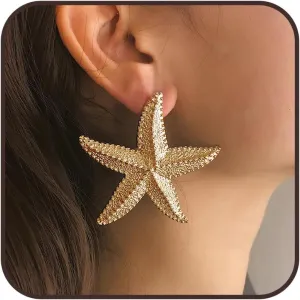 Starfish Earrings Gold Seashell Shell Beach Earrings for Women Beachy Summer Jewelry Outfits for Women Beach Fashion Vacation Essentials