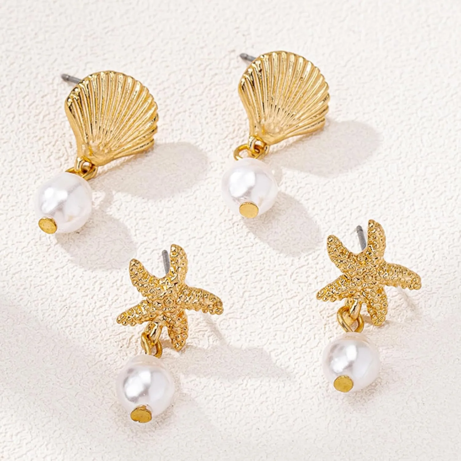 Starfish Earrings Gold Shell Dangle Earrings Women Beach Fashion Summer Beach Vacation Essentials Outfits for Women Beachy Ocean Jewelry Gifts