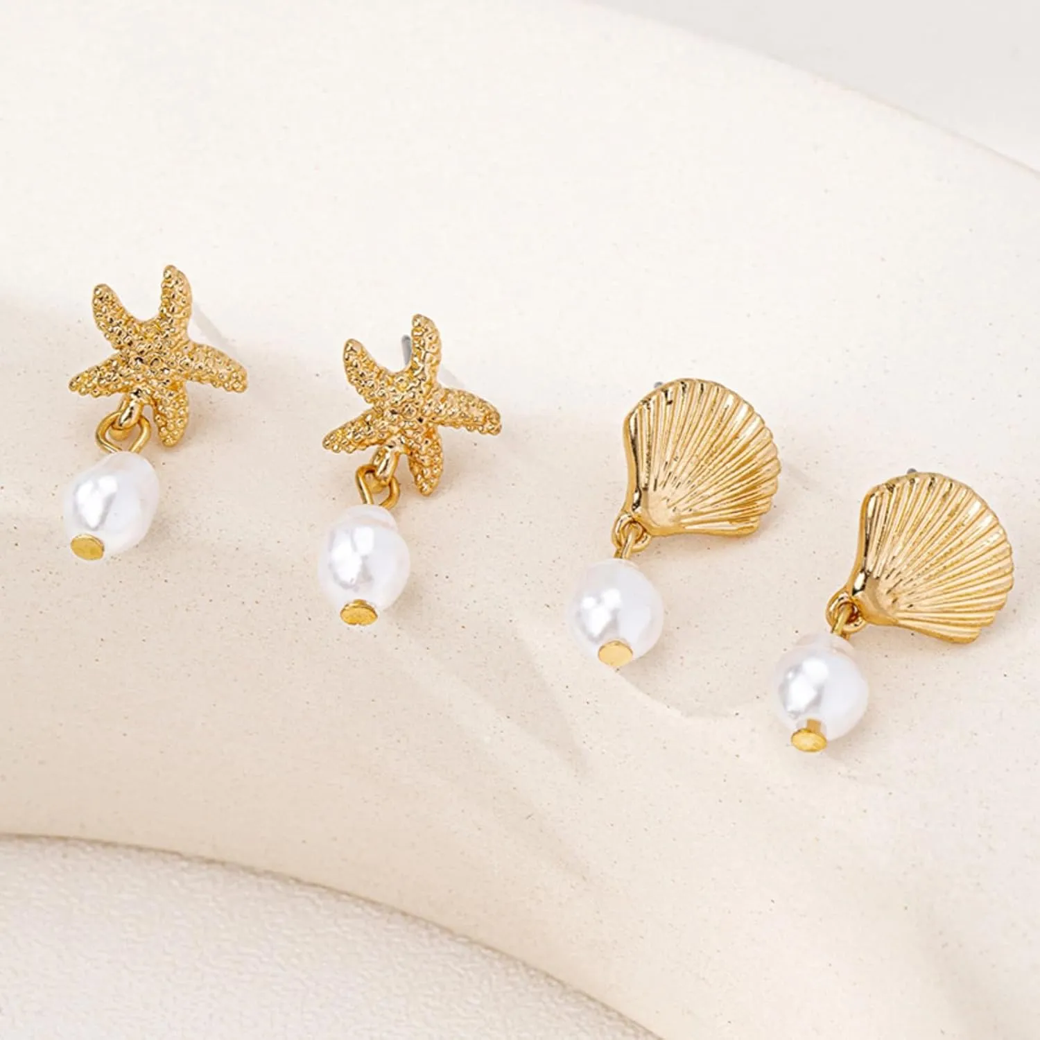Starfish Earrings Gold Shell Dangle Earrings Women Beach Fashion Summer Beach Vacation Essentials Outfits for Women Beachy Ocean Jewelry Gifts