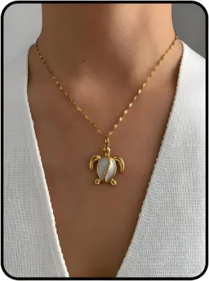 Starfish Necklace, 18K Gold Seashell Beach Summer Dainty Statement Necklaces Shell Beachy Non Tarnish Stainless Steel Pendant Adjustable Anniversary Holiday Jewelry Gift