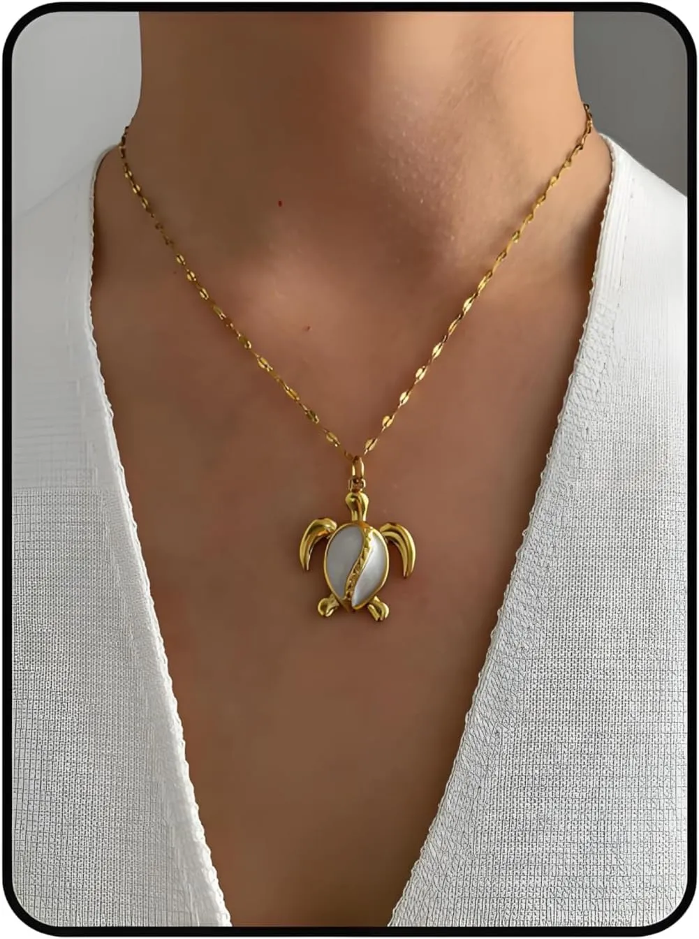 Starfish Necklace, 18K Gold Seashell Beach Summer Dainty Statement Necklaces Shell Beachy Non Tarnish Stainless Steel Pendant Adjustable Anniversary Holiday Jewelry Gift