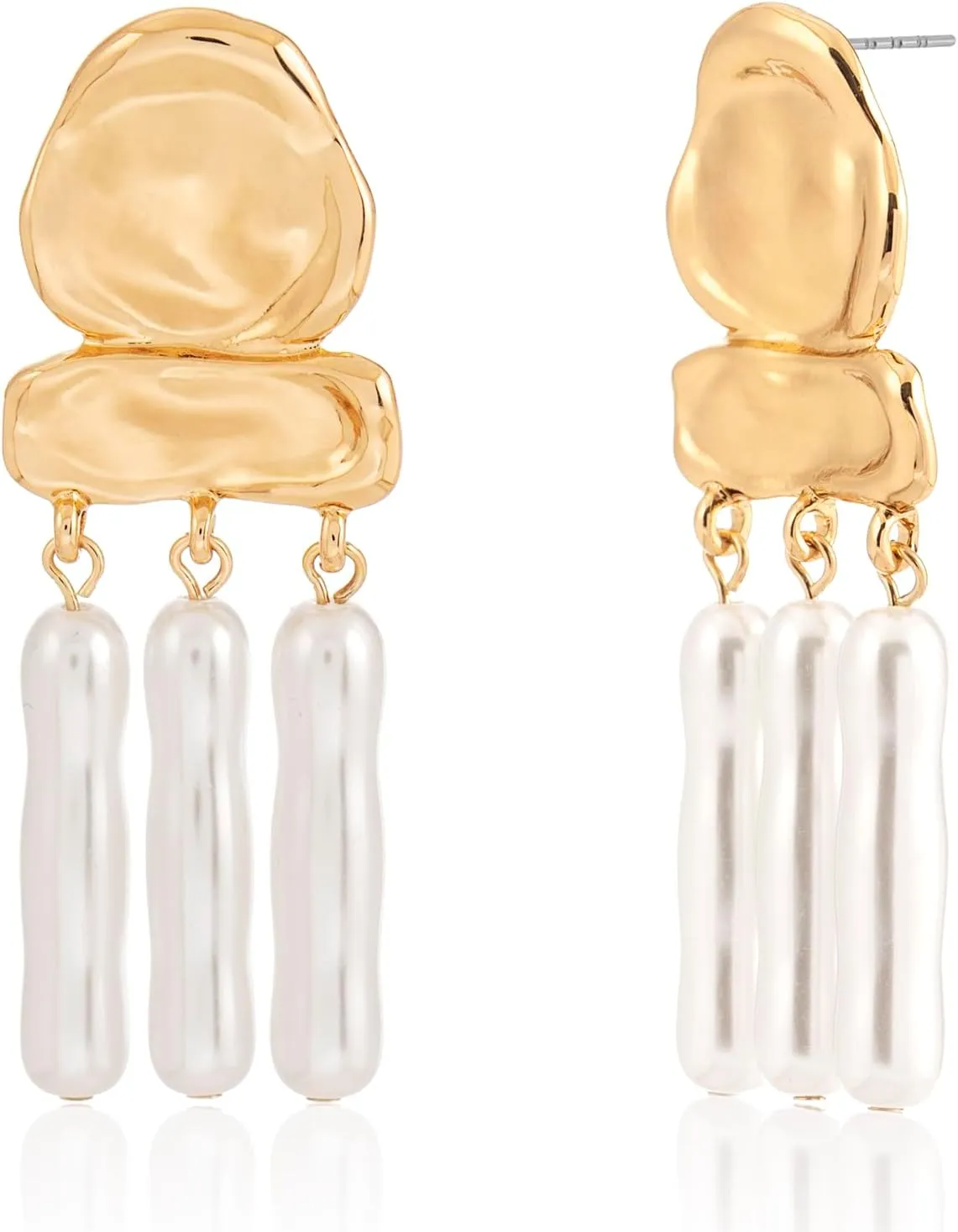 Statement Pearl Dangle Earrings,Gold and Large Pearl,Luxury Chandelier Organic Style Earrings
