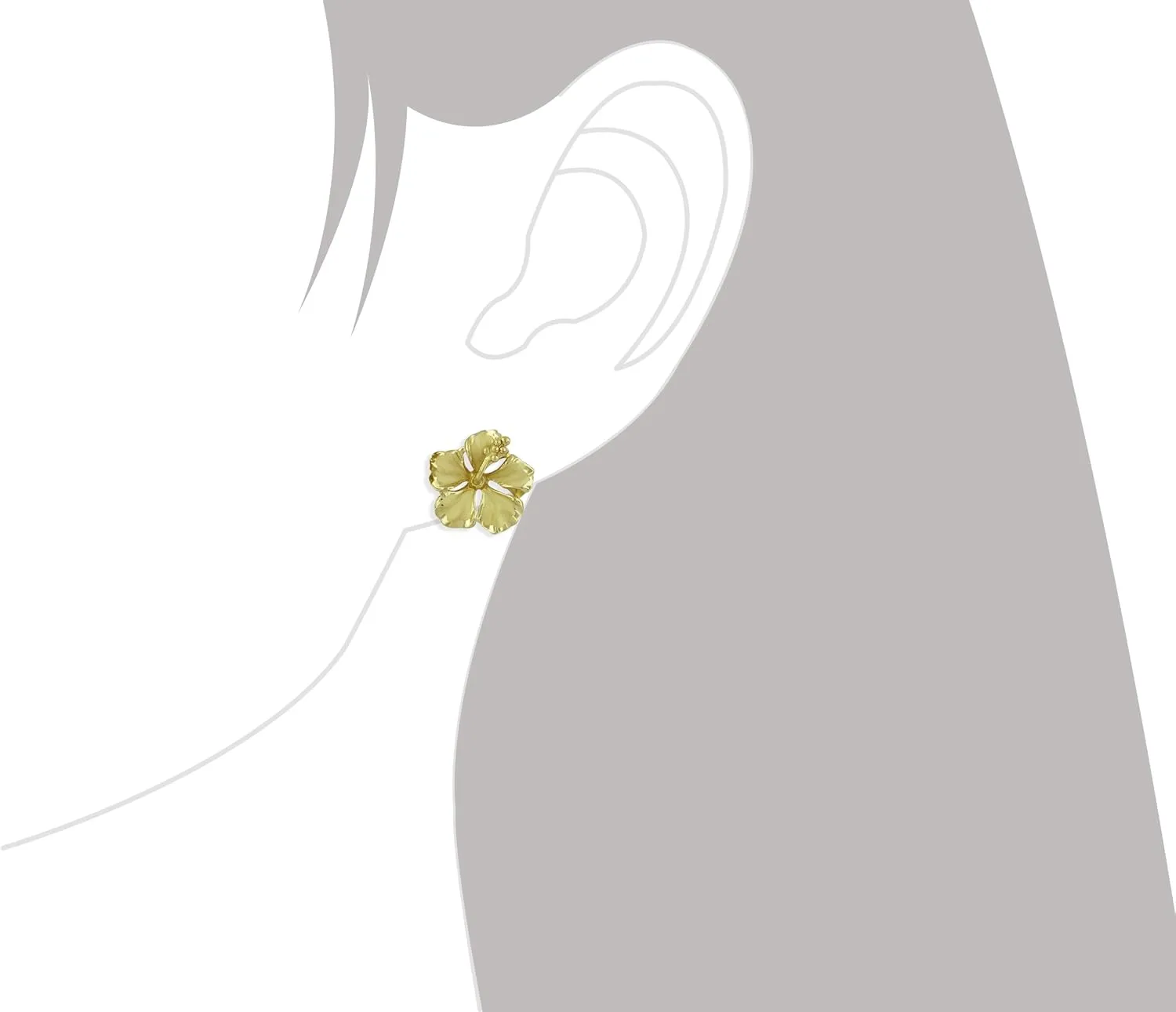 Sterling Silver 1/2 Inch Hibiscus Stud Earrings