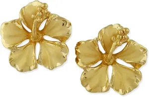 Sterling Silver 1/2 Inch Hibiscus Stud Earrings