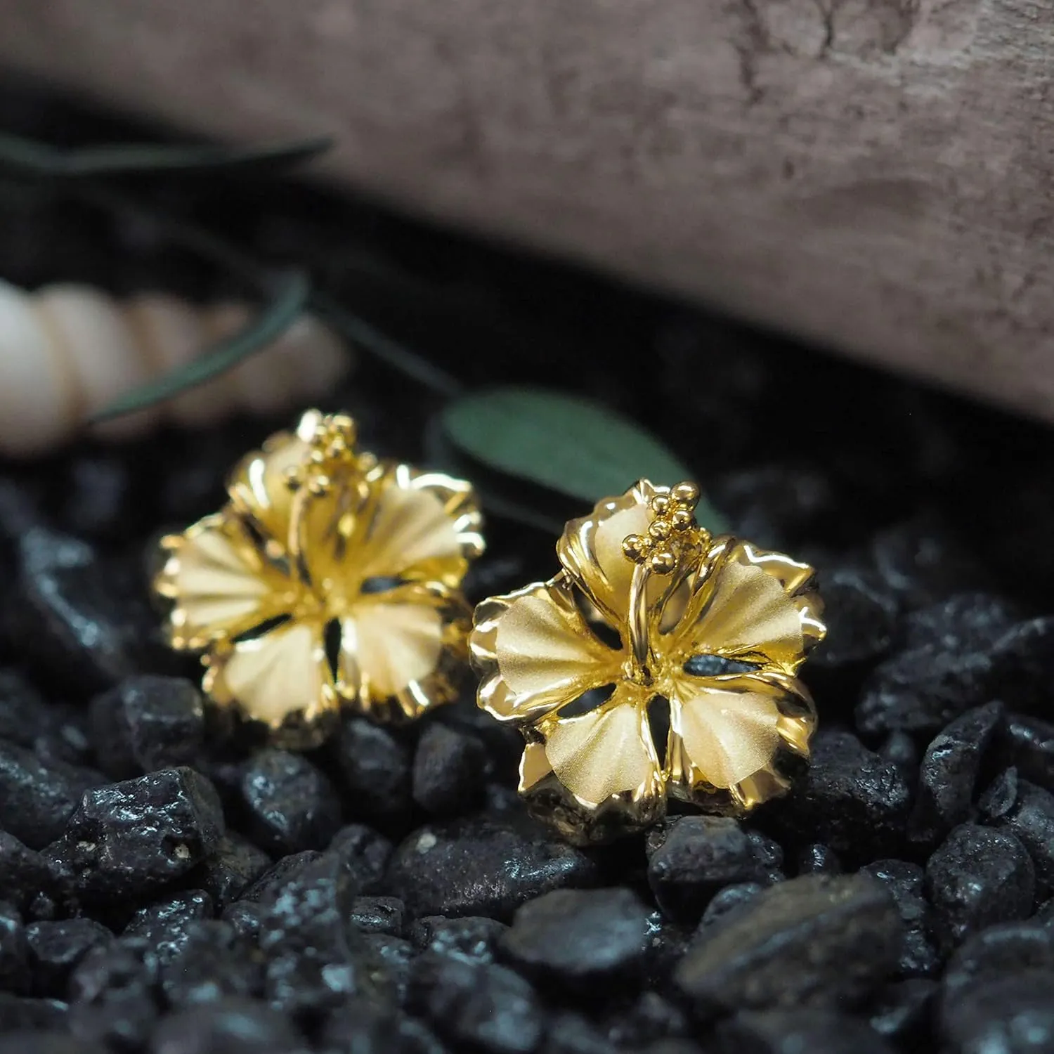 Sterling Silver 1/2 Inch Hibiscus Stud Earrings