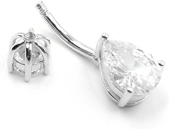 Sterling Silver Belly Button Rings, Real 925 Sterling Silver, 14G Sterling Silver Navel Piercing Rings