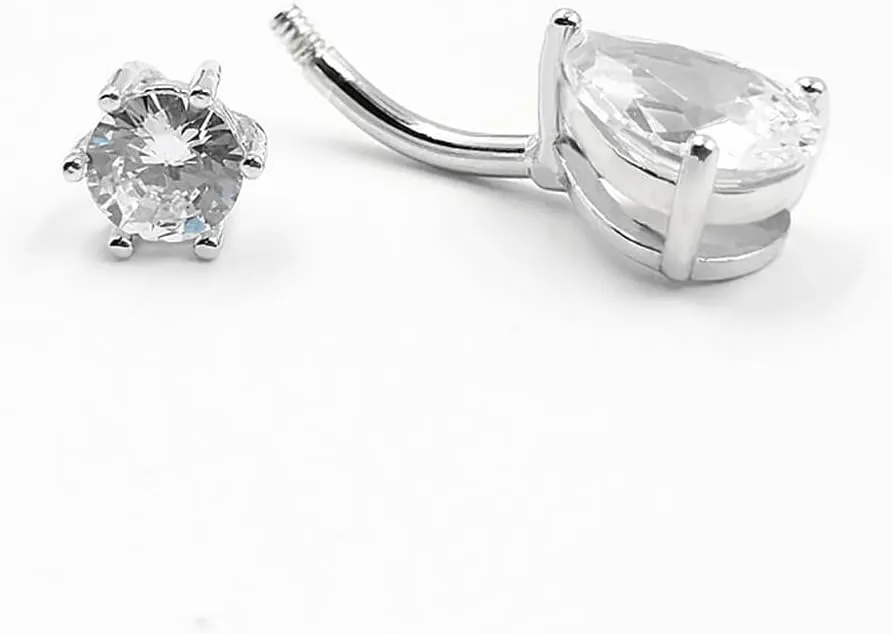 Sterling Silver Belly Button Rings, Real 925 Sterling Silver, 14G Sterling Silver Navel Piercing Rings