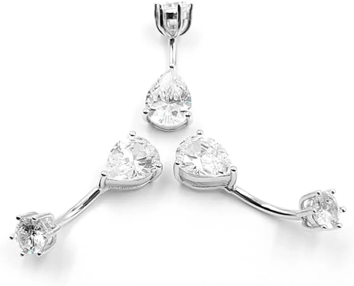 Sterling Silver Belly Button Rings, Real 925 Sterling Silver, 14G Sterling Silver Navel Piercing Rings