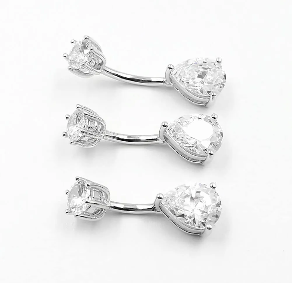 Sterling Silver Belly Button Rings, Real 925 Sterling Silver, 14G Sterling Silver Navel Piercing Rings