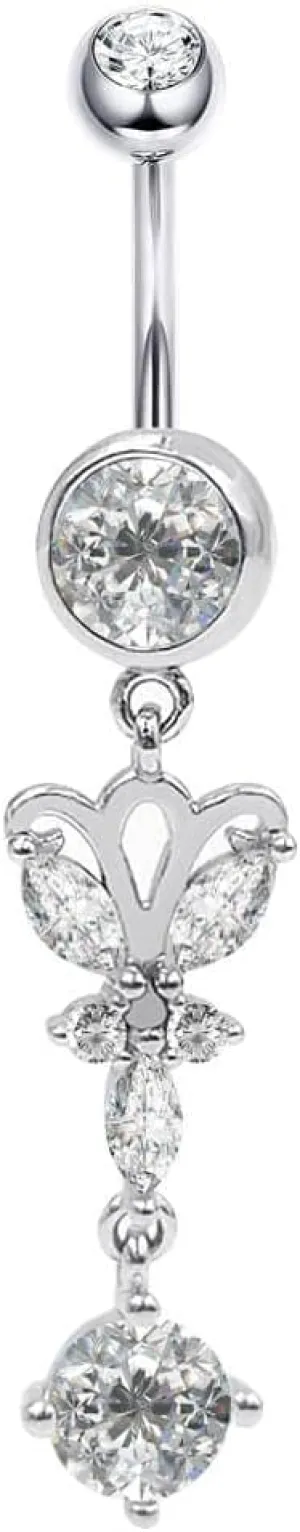 Sterling Silver Belly Button Rings, Real 925 Sterling Silver, Butterfly Belly Piercing, 14G Sterling Silver Navel Piercing Rings