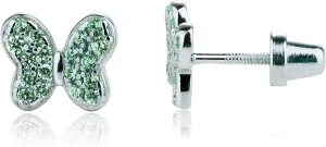 Sterling Silver CZ Butterfly Screw-Back Earrings for Little Girls and Kids