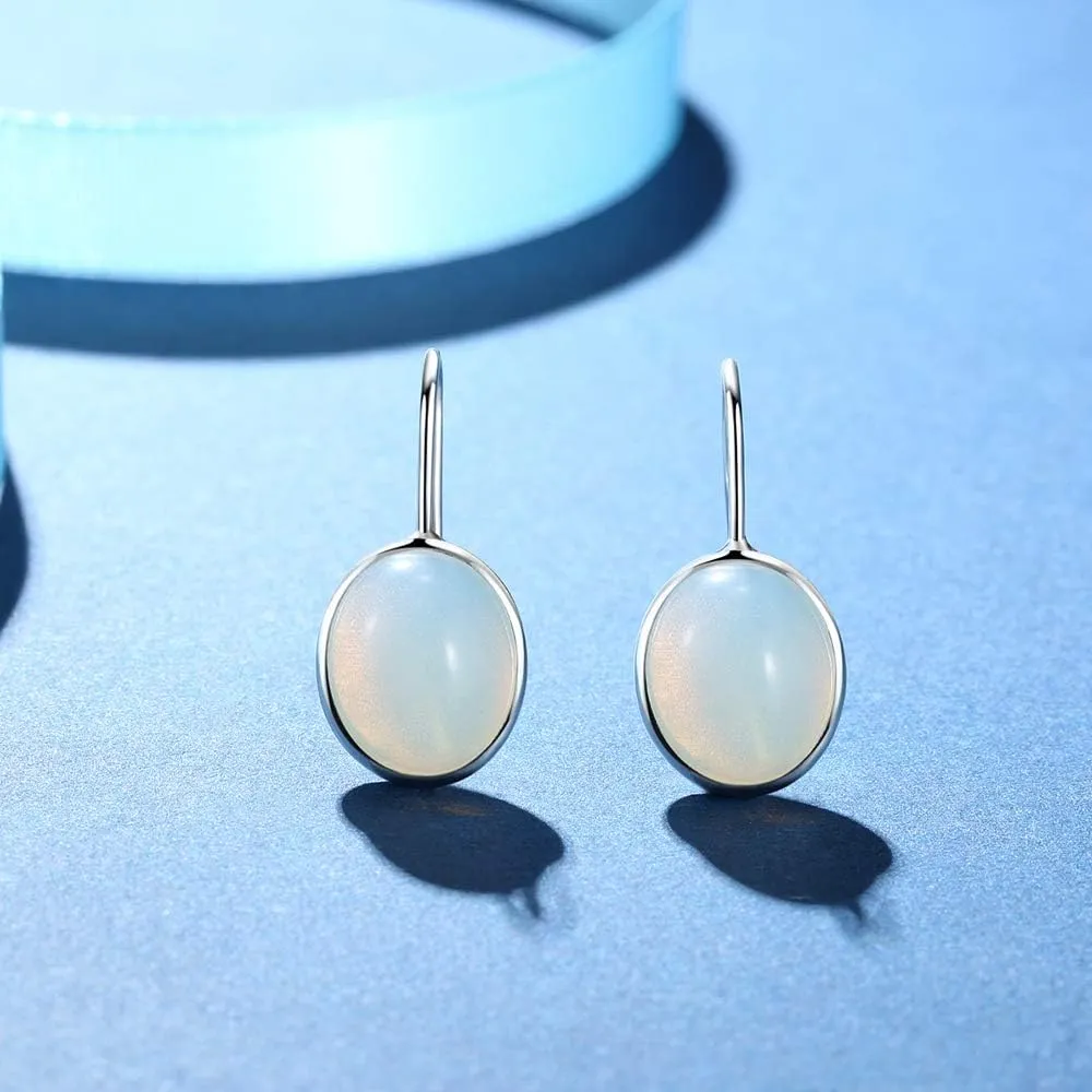 Sterling Silver Drop Dangle Earrings for Women with Austrian Crystal and Natural Gemstone Madeira Citrine Amethys Blue Topaz Turquoise - Bling Dangling Jewellery