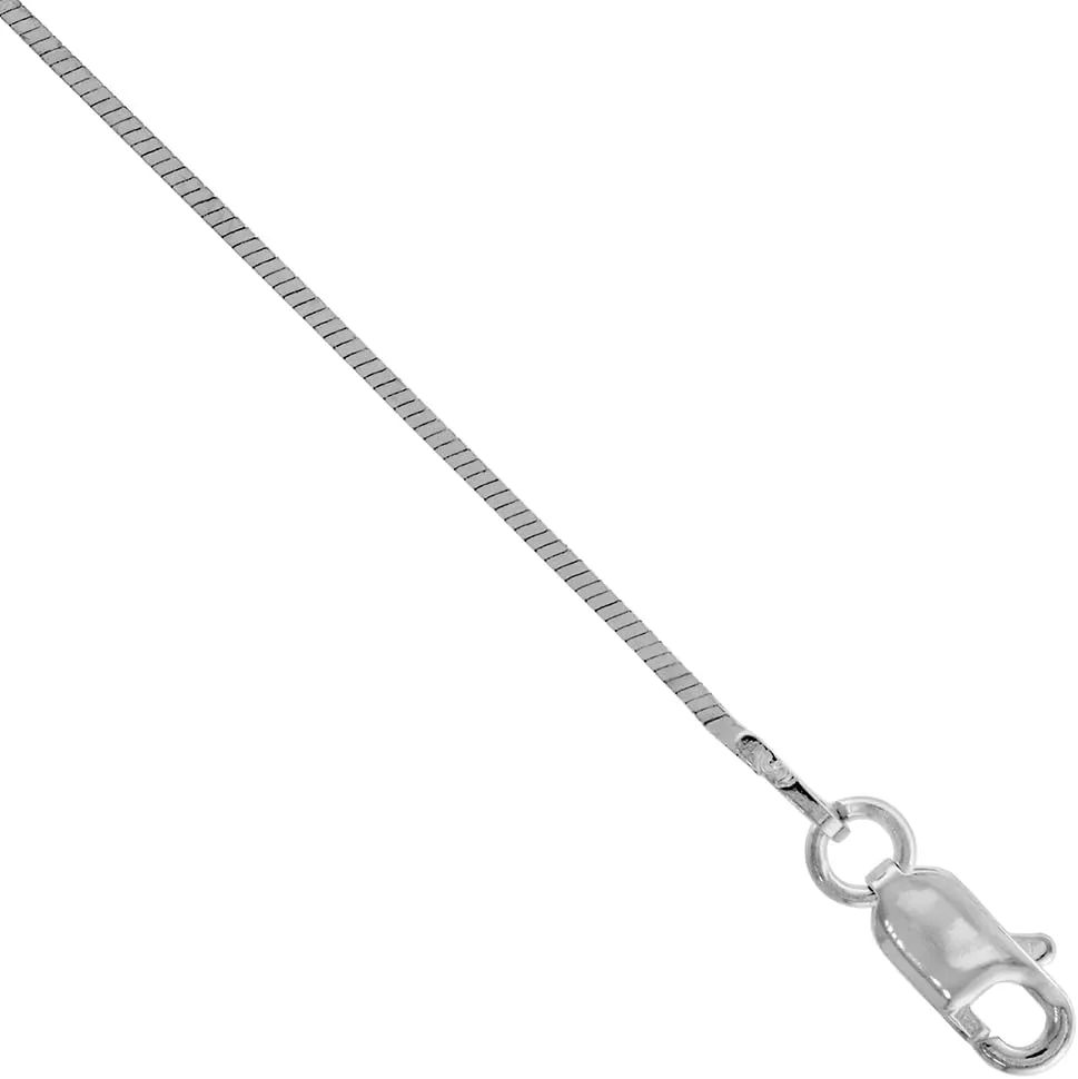 Sterling Silver Square Snake Chain Necklaces & Bracelets thin 1mm Nickel Free Italy, Sizes 7-30 inch