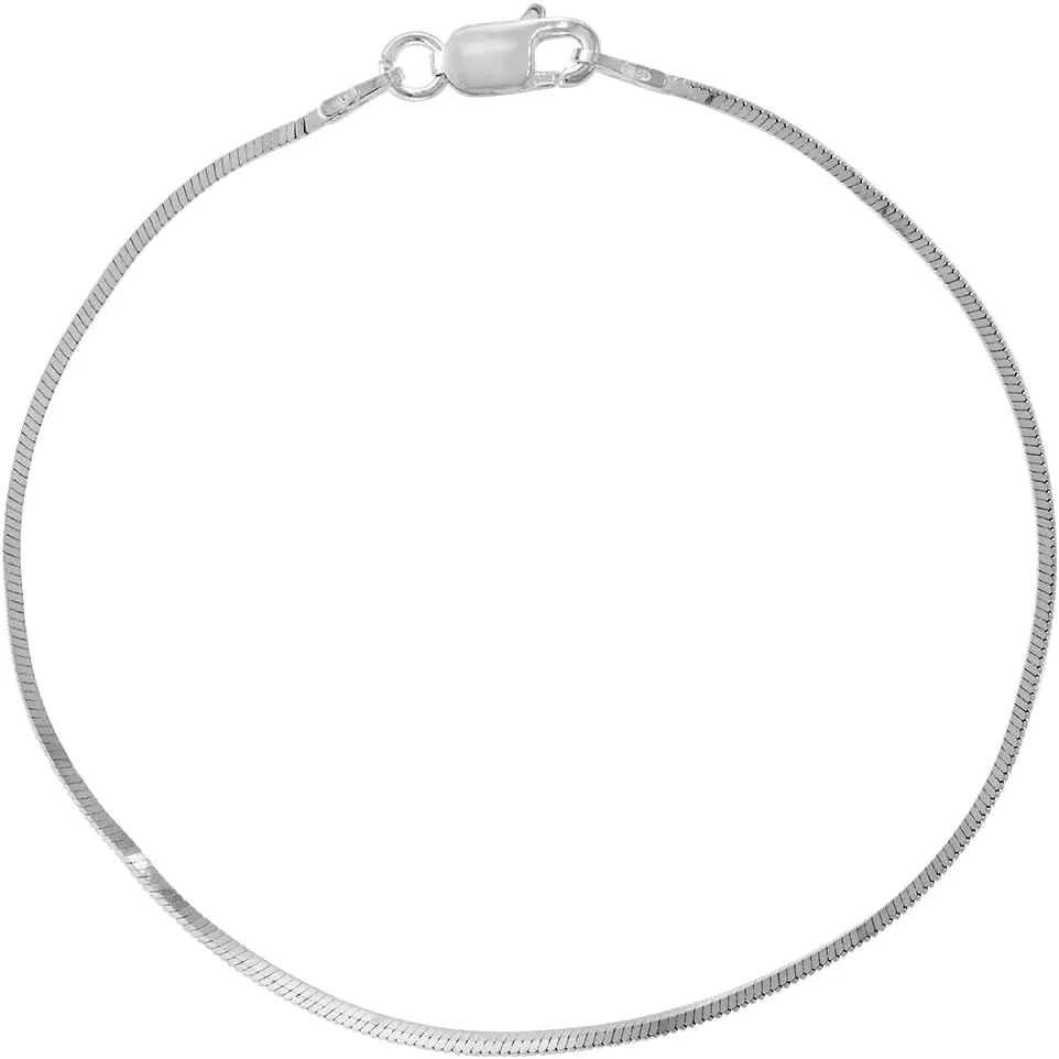 Sterling Silver Square Snake Chain Necklaces & Bracelets thin 1mm Nickel Free Italy, Sizes 7-30 inch
