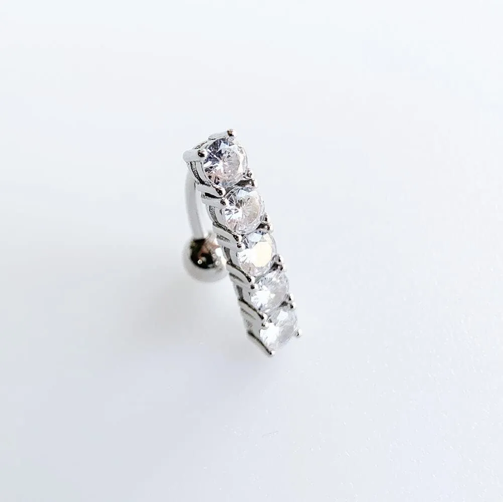 Sterling Silver Top Down Reverse Belly Button Rings, Real 925 Sterling Silver Belly Rings, 14G Reverse Belly Button Ring, Sterling Silver Navel Piercing Rings