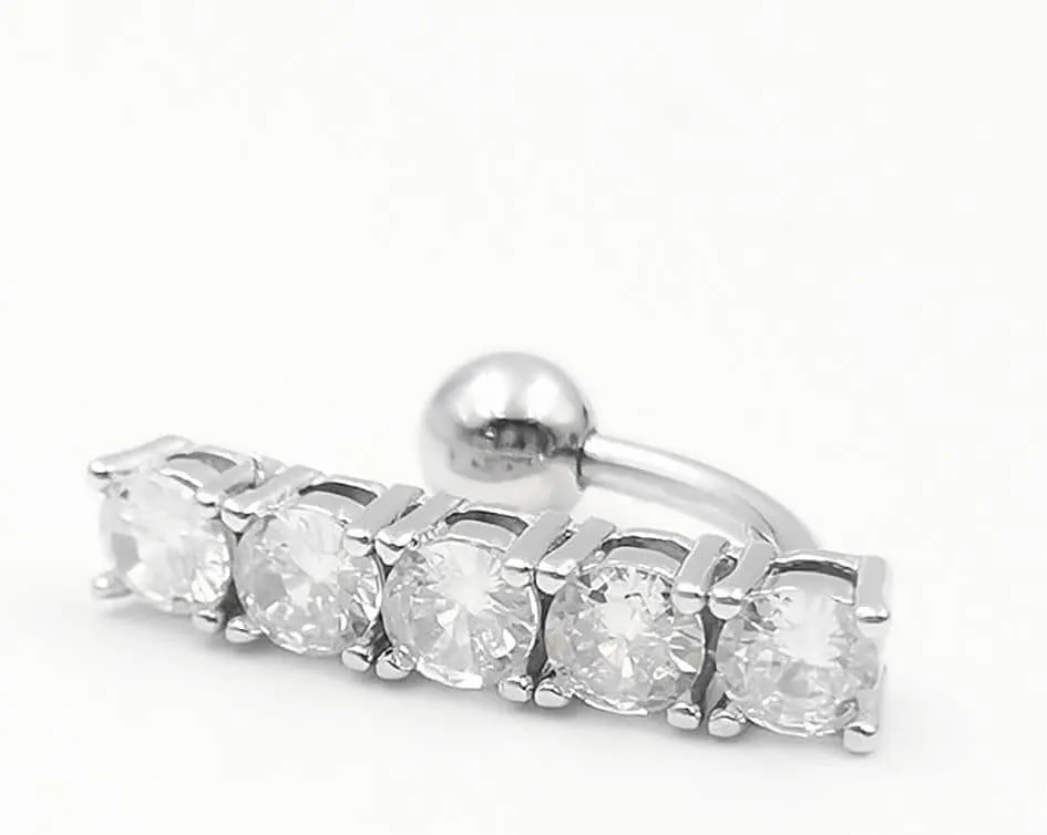 Sterling Silver Top Down Reverse Belly Button Rings, Real 925 Sterling Silver Belly Rings, 14G Reverse Belly Button Ring, Sterling Silver Navel Piercing Rings