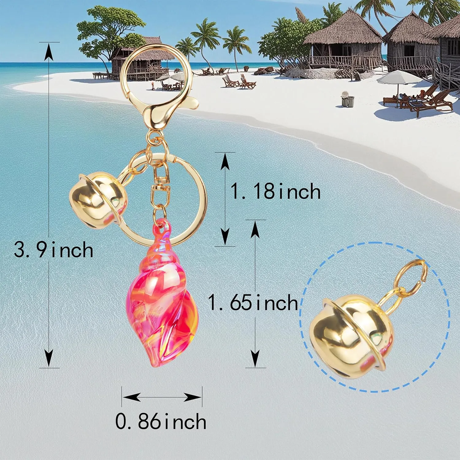Suweibuke Cute Key Chain for Keys/Bags, Perfect Beach-themed Gift, Ocean Charm for Sea Sport Enthusiast, Beachgoer, Traveler