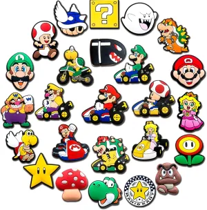 Tashrasia 25Pcs Cartoon Game Shoe Charms for Clogs Sandals Bracelet Wristband Slippers, Cute Shoe Decoration Charms for Party Favor