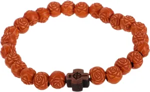 TENDYCOCO Prayer Beads Bracelet Decor Portable Imitation Wood Rose Bead Bracelet Cross Matching Beaded Wrist Chain