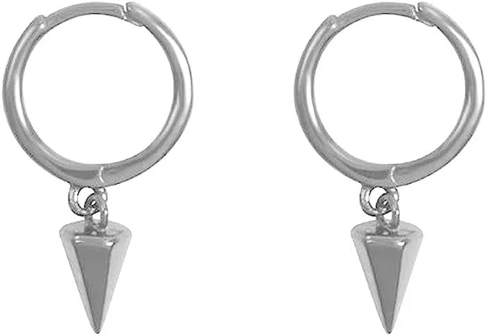 Tiny Punk Spike Dangle Drop Hoop Earrings for Women Teen Girls Men Sterling Silver Charms Hoops Cuff Cartilage Stud Tragus Helix Wrap Minimalist Geometric Earrings Hypoallergenic Fashion Personalized