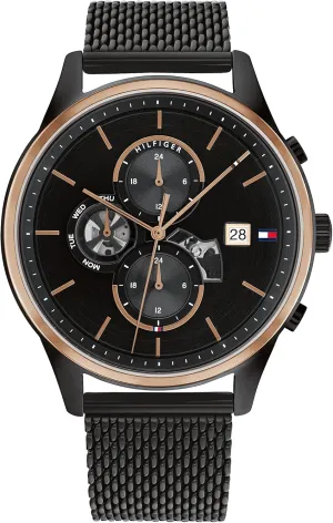 Tommy Hilfiger 1710505 Men's Stainless Steel Case and Mesh Bracelet Watch Color: Black