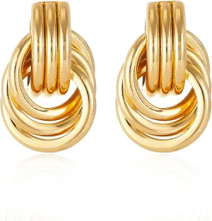 Trendy Gold Knot Heart Earrings for Women Colored Drop Dangle Statement Earrings Chunky Link Earring Jewelry