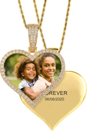 TUHE Custom Picture Necklace Personalized Photo Necklace For Men Women 18k Gold Plated Customized Memory Heart Picture Pendant Hip Hop Rip Chain