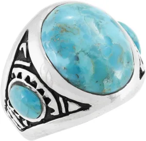Turquoise Ring Sterling Silver 925 for Men Genuine Gemstones Size 9 to 13