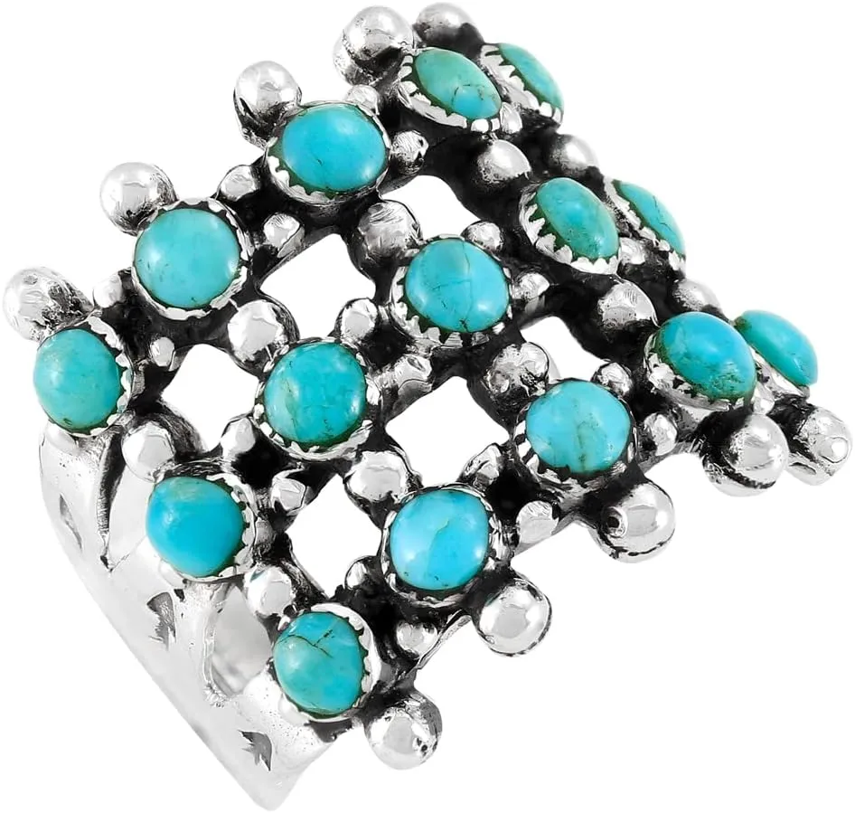 Turquoise Ring Sterling Silver 925 Genuine Gemstones Size 6 to 11