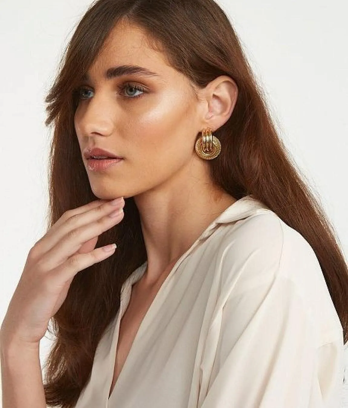 Twisted Earrings Round Double Circle Stud Earrings Statement Chunky Polished Drop Hoop Earrings For Women