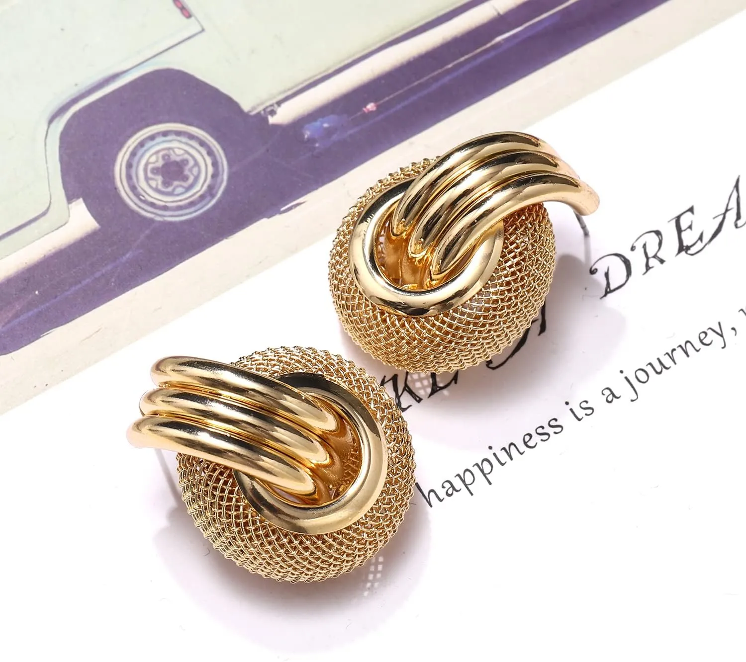 Twisted Earrings Round Double Circle Stud Earrings Statement Chunky Polished Drop Hoop Earrings For Women