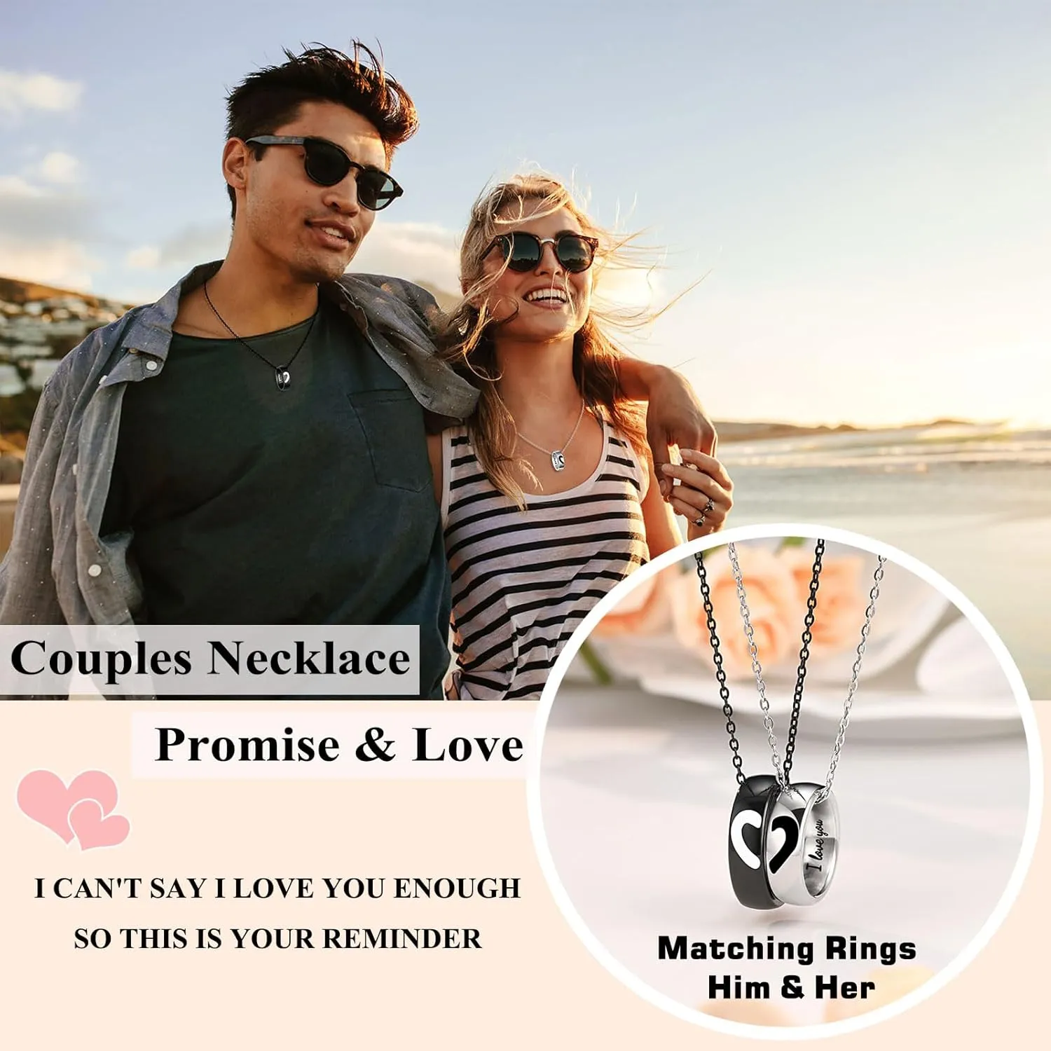 UPROMI Matching Necklace for Couples, Anniversary Engagement Wedding Valentine's Day Christmas Birthday Gifts