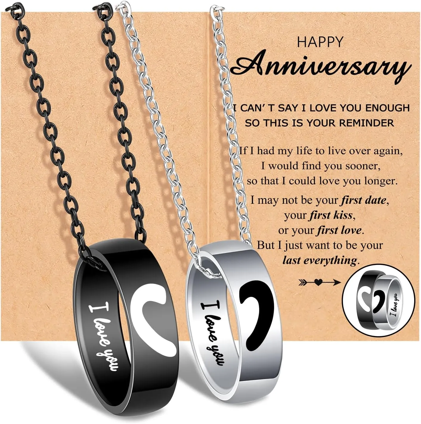 UPROMI Matching Necklace for Couples, Anniversary Engagement Wedding Valentine's Day Christmas Birthday Gifts