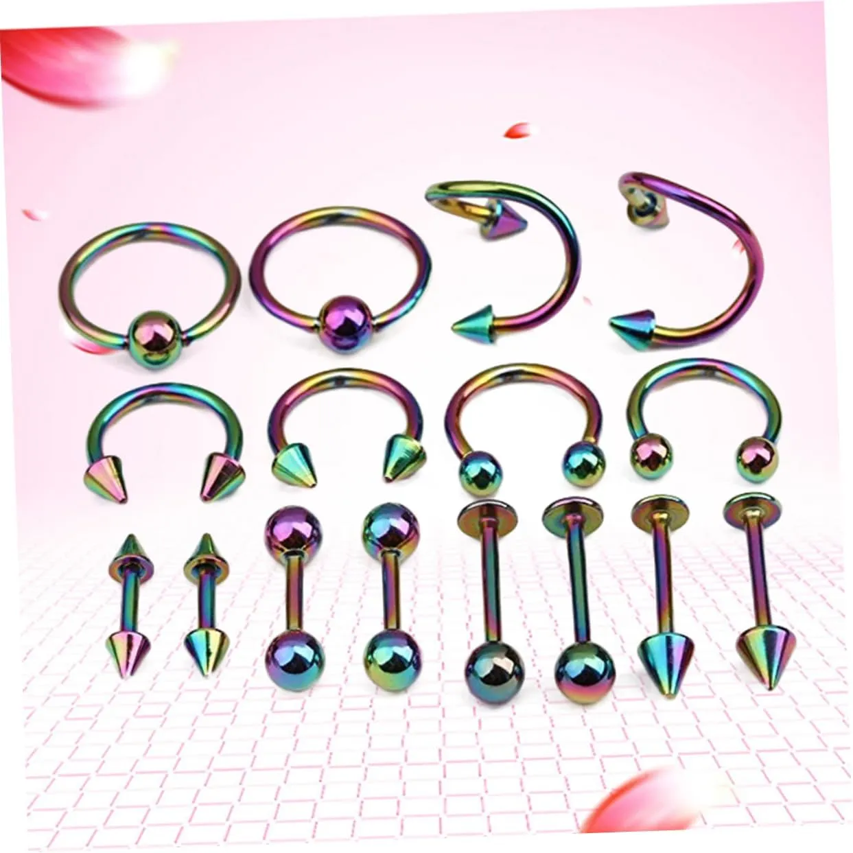VALICLUD 32 Pcs Navel Barbell Cartilage Earring Nose Piercing Jewellery Black Earrings Jewelry Belly Ring Fish