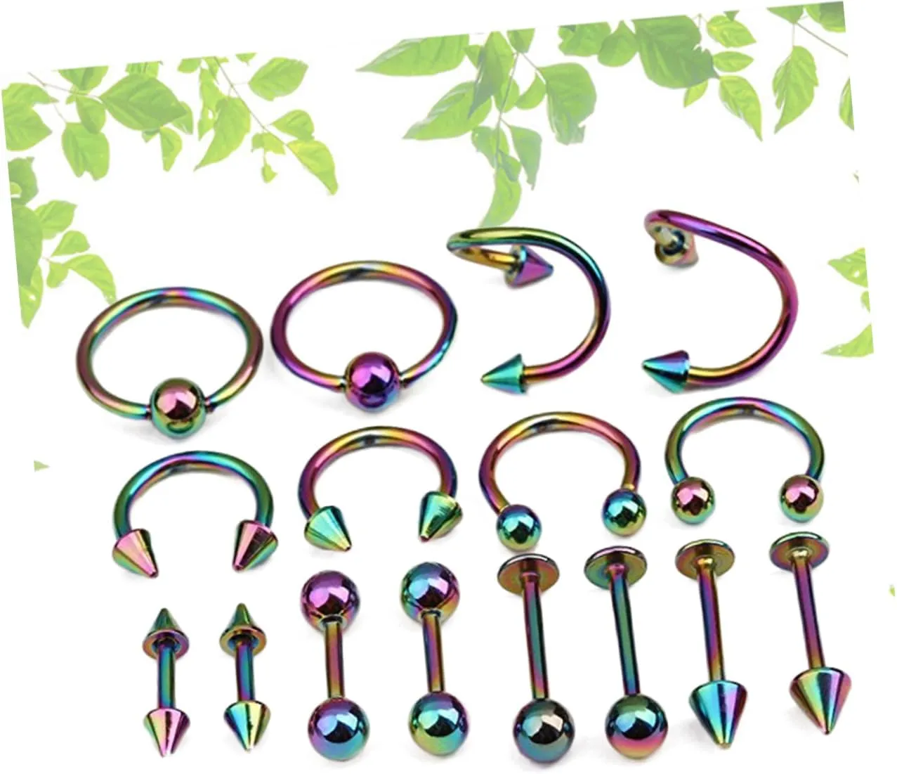 VALICLUD 32 Pcs Navel Barbell Cartilage Earring Nose Piercing Jewellery Black Earrings Jewelry Belly Ring Fish