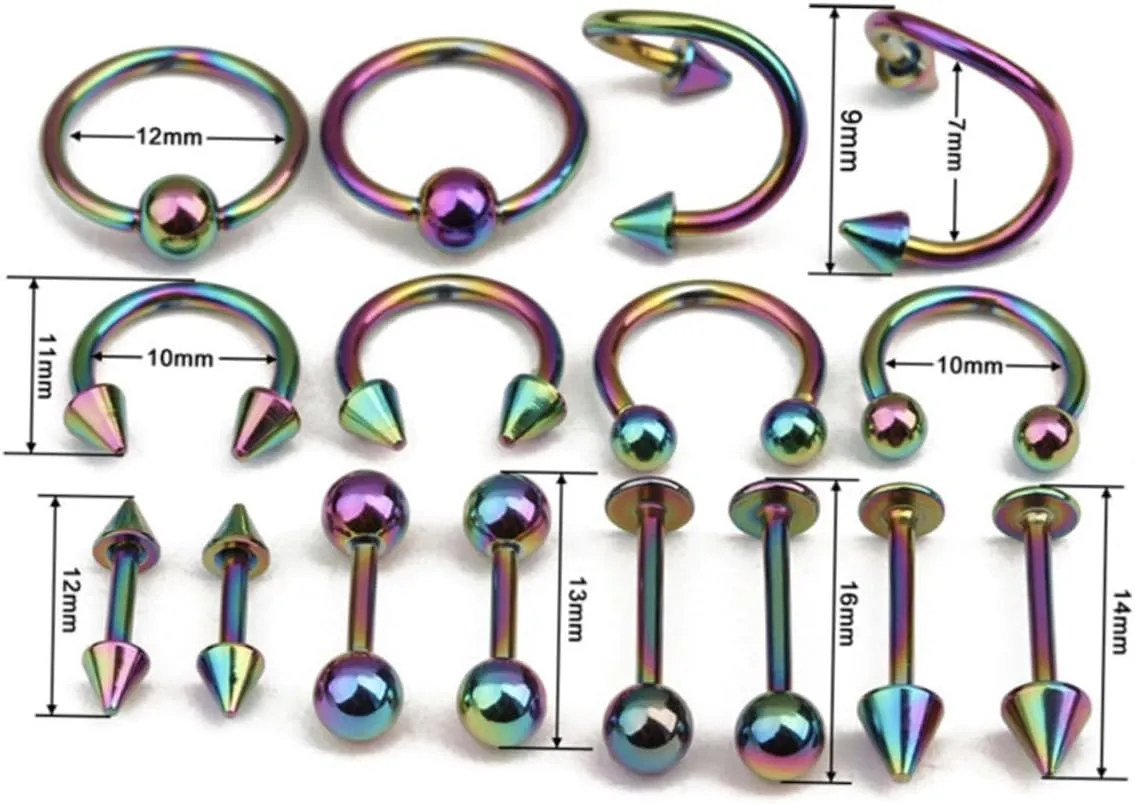 VALICLUD 32 Pcs Navel Barbell Cartilage Earring Nose Piercing Jewellery Black Earrings Jewelry Belly Ring Fish